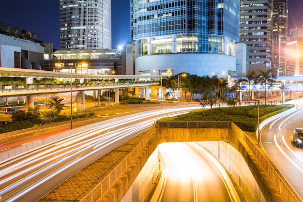 Paysage urbain de Hong Kong la nuit