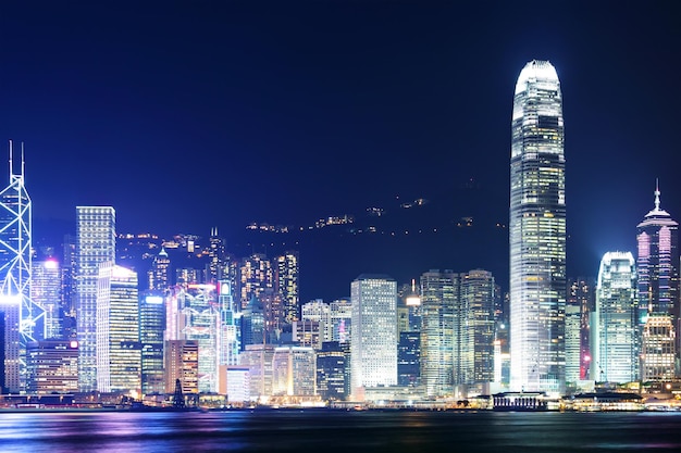 Paysage urbain à Hong Kong la nuit