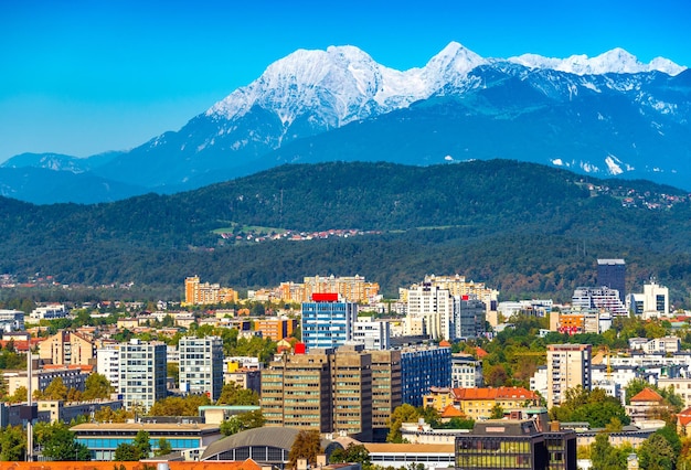 Paysage urbain de Ljubljana. Vue panoramique sur la capitale de la Slovénie