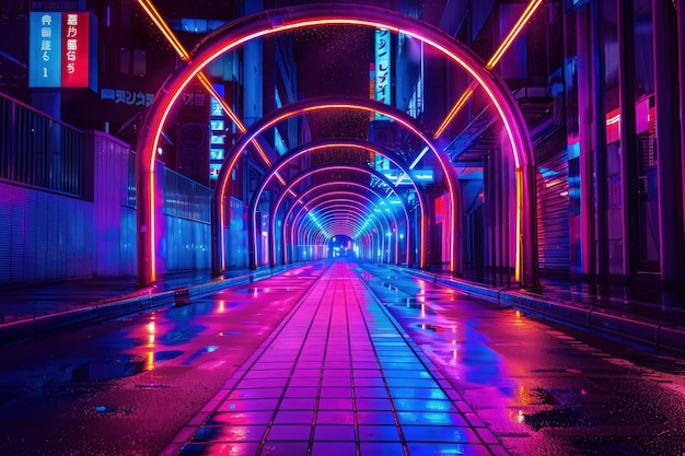 Un paysage urbain avec des lumières au néon en arrière-plan Neon Noir Cityscape photo d'arrière-plan