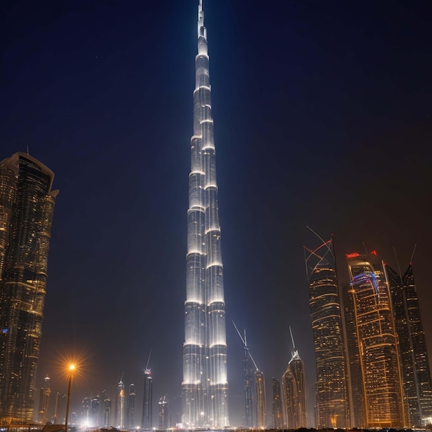 Le paysage urbain des Émirats arabes unis de Dubaï avec le Burj Khalifa