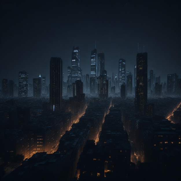 Paysage urbain la nuit avec les lumières de la ville