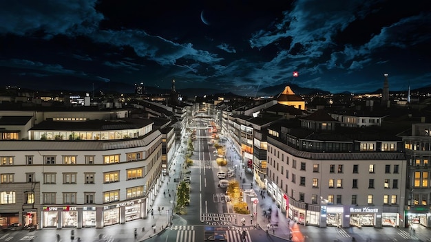 Photo le paysage urbain de la nuit à zurich, en suisse