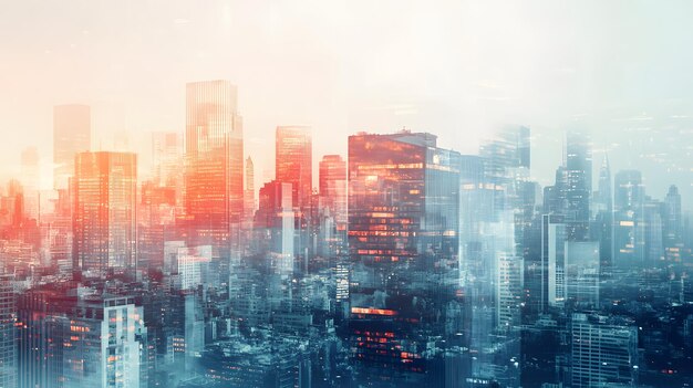 un paysage urbain avec un paysage citadin rouge en arrière-plan