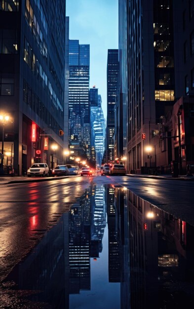 Photo un paysage urbain serein la nuit