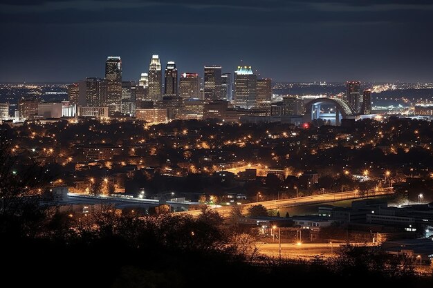 Photo le paysage urbain stylisé de kansas city, missouri, états-unis