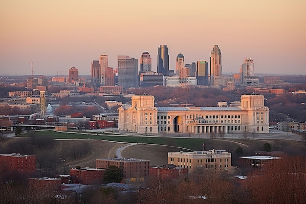 Photo le paysage urbain stylisé de kansas city, missouri, états-unis