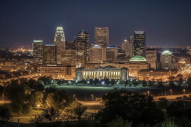 Photo le paysage urbain stylisé de kansas city, missouri, états-unis