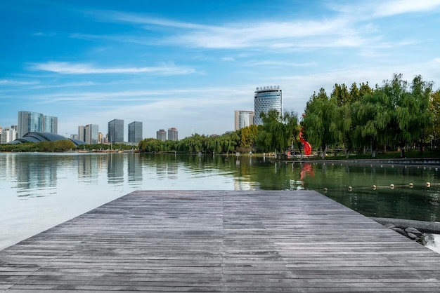 Photo paysage urbain de swan lake hefei chine