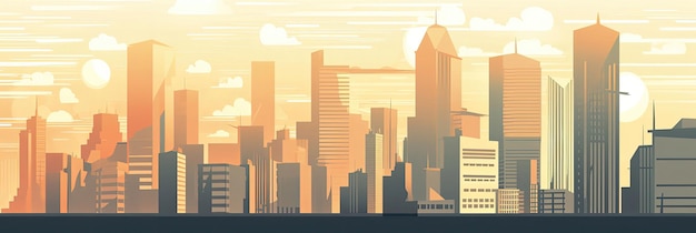 Un paysage urbain tentaculaire avec des bâtiments imposants Arrière-plan panoramique AI générative