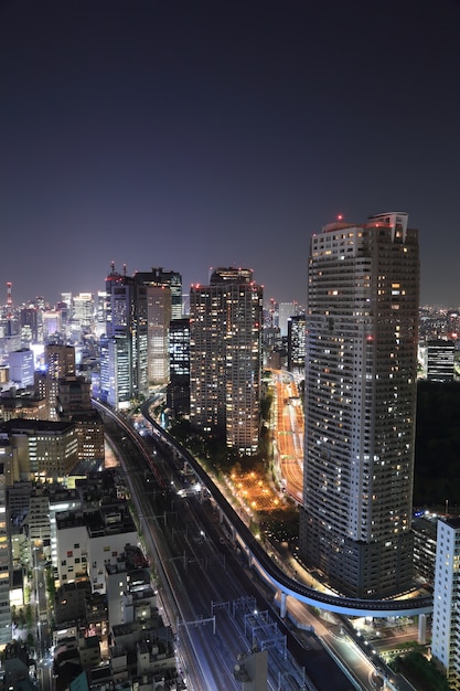 Paysage urbain de Tokyo dans la nuit