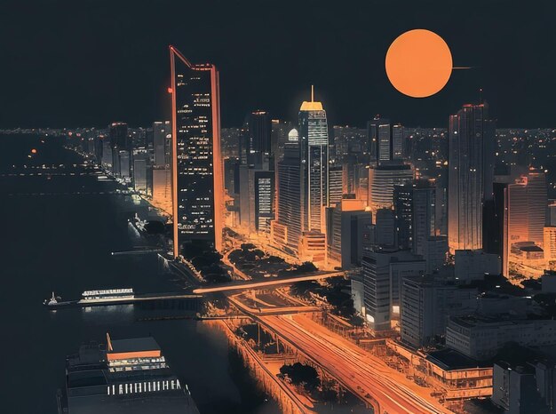 Le paysage urbain de la ville de Ho Chi Minh au Vietnam la nuit