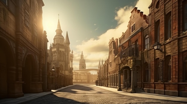 Paysage urbain vintage dans un steampunk