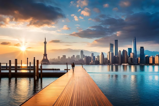 Un paysage urbain avec vue sur la ville de shanghai