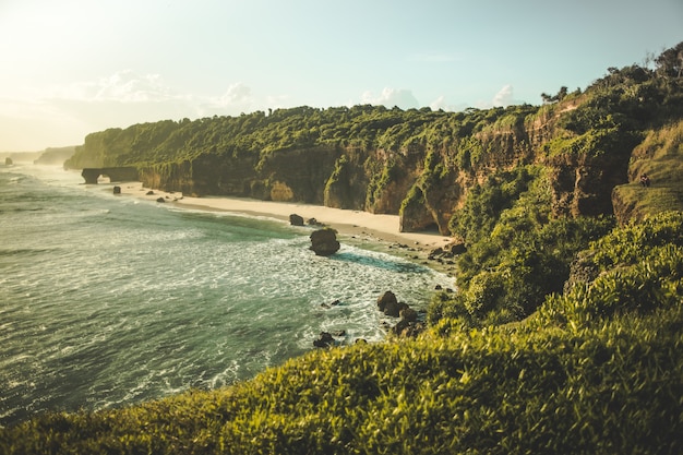 Paysage des vagues s'écraser sur le rivage