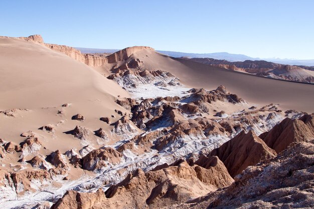 Photo paysage de la vallée de la lune au chili panorama chilien valle de la luna