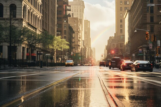 Paysage vibrant avec l'arc-en-ciel