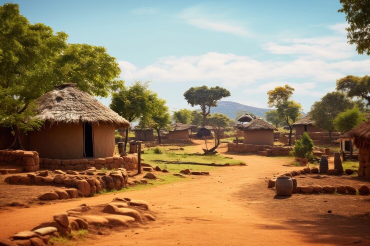 Photo paysage de village africain en plein air nature