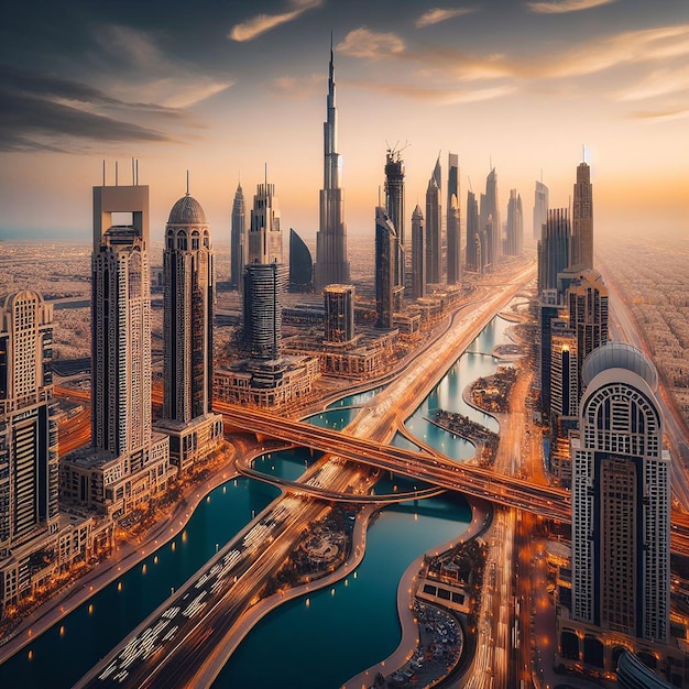 Photo le paysage de la ville de dubaï