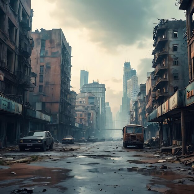 Photo le paysage de la ville post-apocalyptique