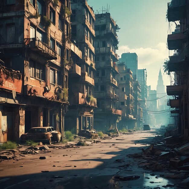 Le paysage de la ville post-apocalyptique