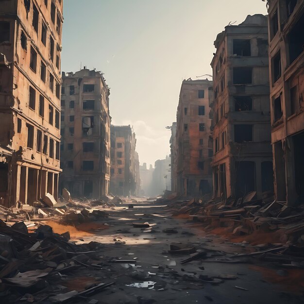 Photo le paysage de la ville post-apocalyptique