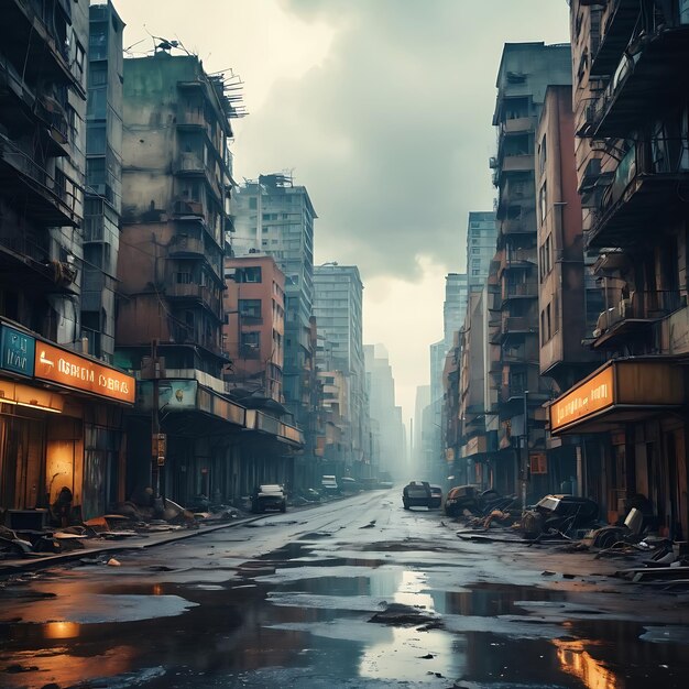 Photo le paysage de la ville post-apocalyptique
