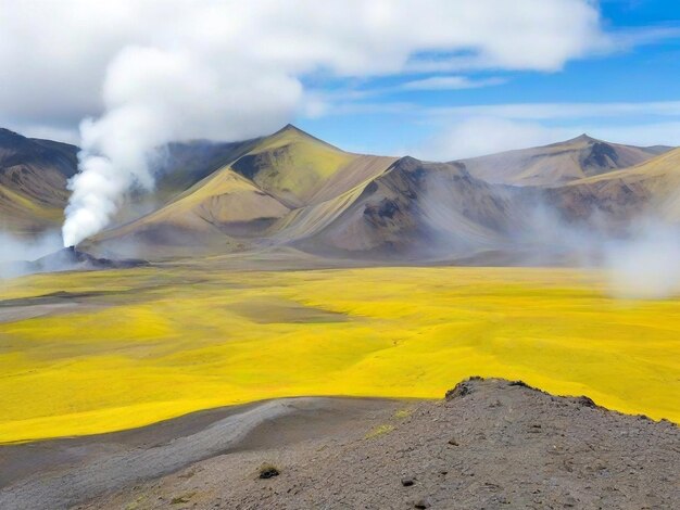 Paysage volcanique créé à l'aide d'outils d'intelligence artificielle génératifs