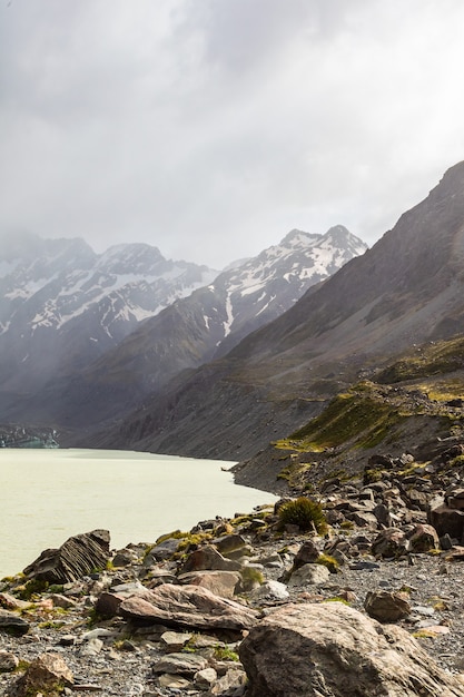 Paysages des Alpes du Sud Hooker Lake Nouvelle-Zélande