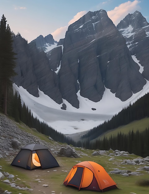 Photo des paysages de camping en montagne