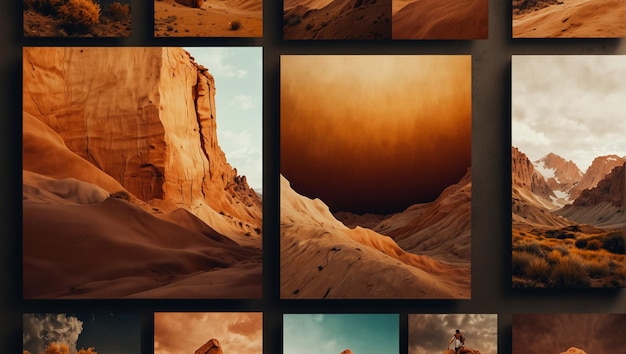 Des paysages désertiques en fond de collage