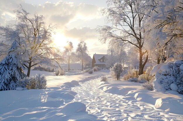 Des paysages étincelants couverts de neige en hiver