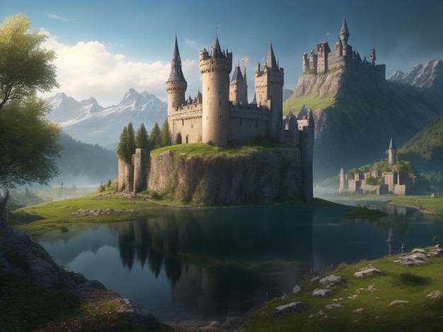 Des paysages fantastiques et beaux paysages magiques château médiéval