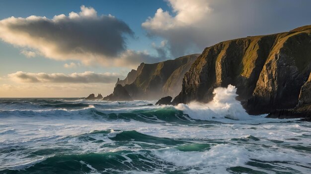 Des paysages marins spectaculaires avec des falaises escarpées et des vagues violentes