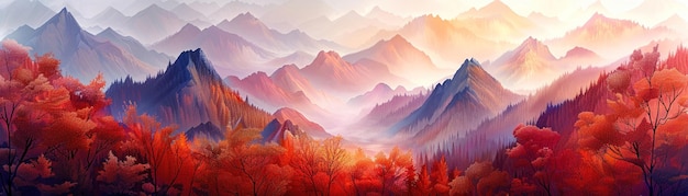 Des paysages de montagne en automne Un voyage illustratif et vibrant