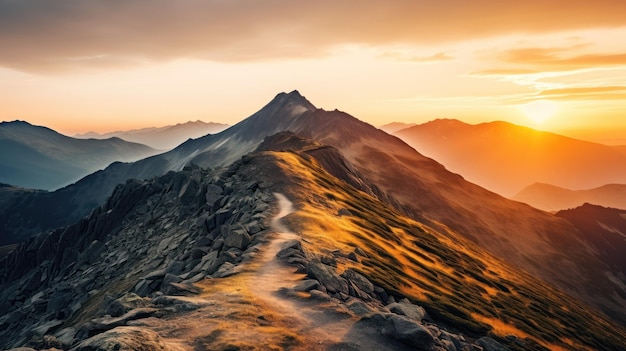 Photo des paysages montagneux magnifiques à l'aube