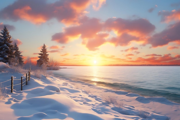 Paysages de plage glacée