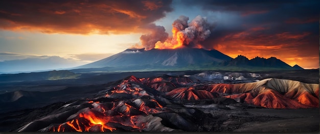 Les paysages spectaculaires formés par le terrain volcanique où la terre rencontre f