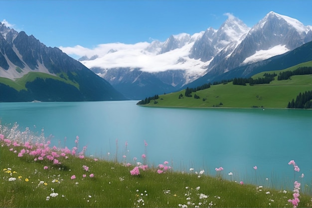 Des paysages spectaculaires de haute montagne avec un lac