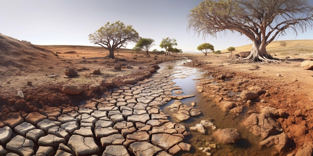 Paysages touchés par la sécheresse catastrophe naturelle générée par l'IA