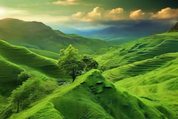 des paysages verts à couper le souffle de haute définition photographique