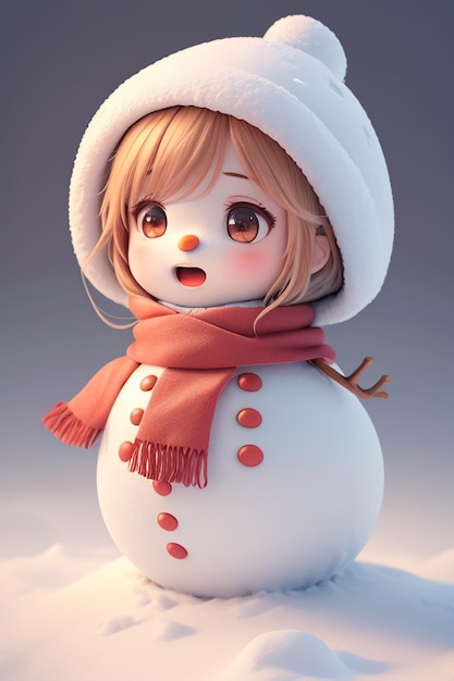 PC hiver neige saison bonhomme de neige modèle 3d Noël bonhomme de neige fond d'écran illustration