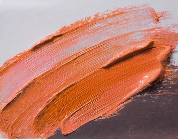 peach épais peinture à l'huile acrylique pinceau coup de mode orange sur fond blanc