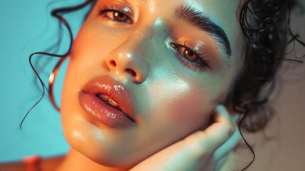 Photo une peau brillante et une beauté naturelle une jeune femme avec une peau parfaite et un sourire radieux