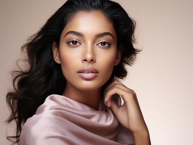 Photo la peau radiante d'un modèle indien brille dans une publicité de soin de la peau de luxe