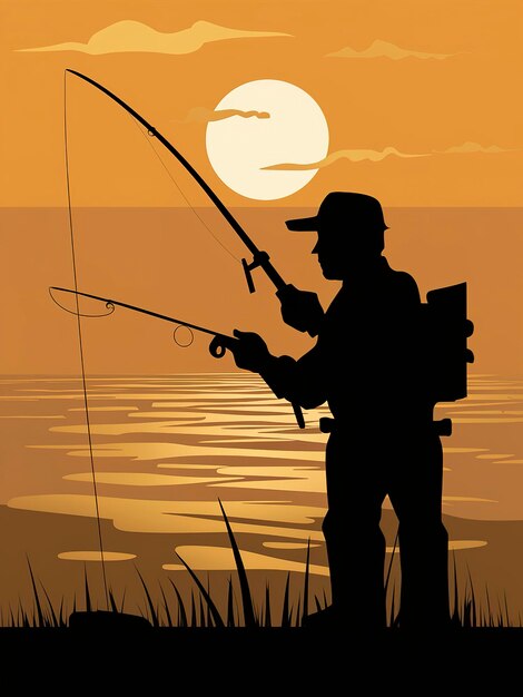 Pêche aventures pêche à la carpe Angler au coucher du soleil est la pêche avec la technique de pêche carpe