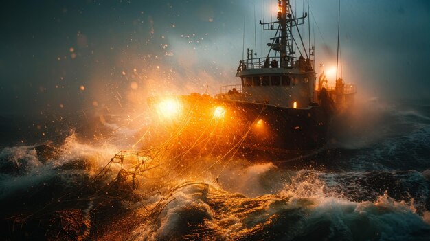 Pêche en mer du Nord Pêche à bord d'un bateau avec des pêcheurs en haute mer