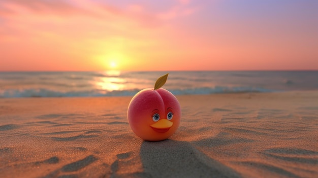 Une pêche sur la plage avec un oiseau dessus