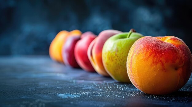 La pêche se distingue dans la gamme de fruits par sa texture moelleuse contre les peaux de fruits lisses couleur moelleuse de pêche