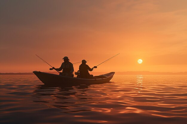 Pêcheurs en kayaks de pêche